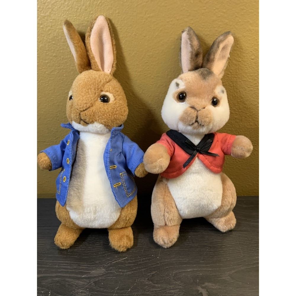 Set TY Beanie Babies PETER COTTON TAIL, FLOPSY Peter Rabbit Plush NEW